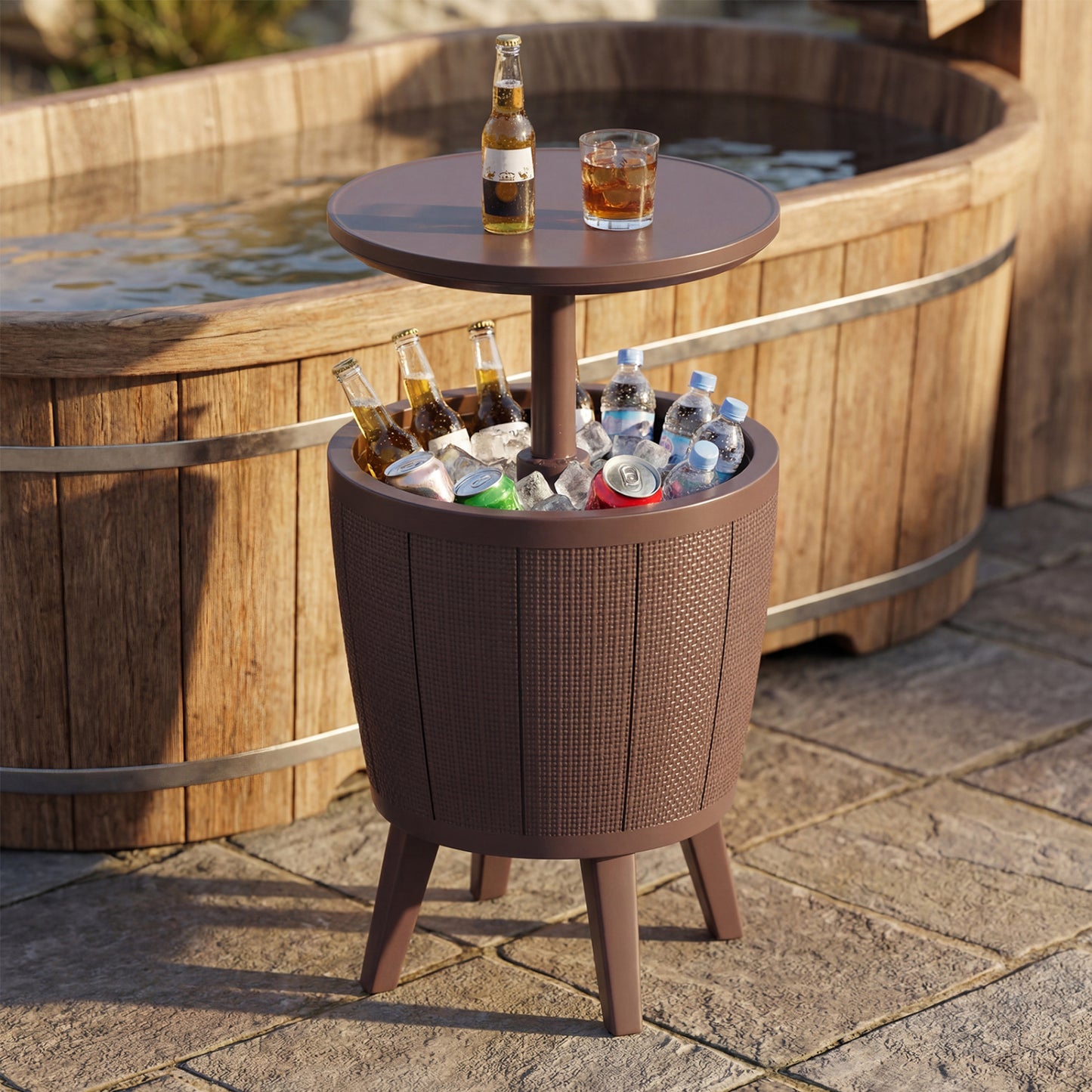 10 Gallon Beer and Wine Cooler with Lift-Top and Drainage Plug-Black