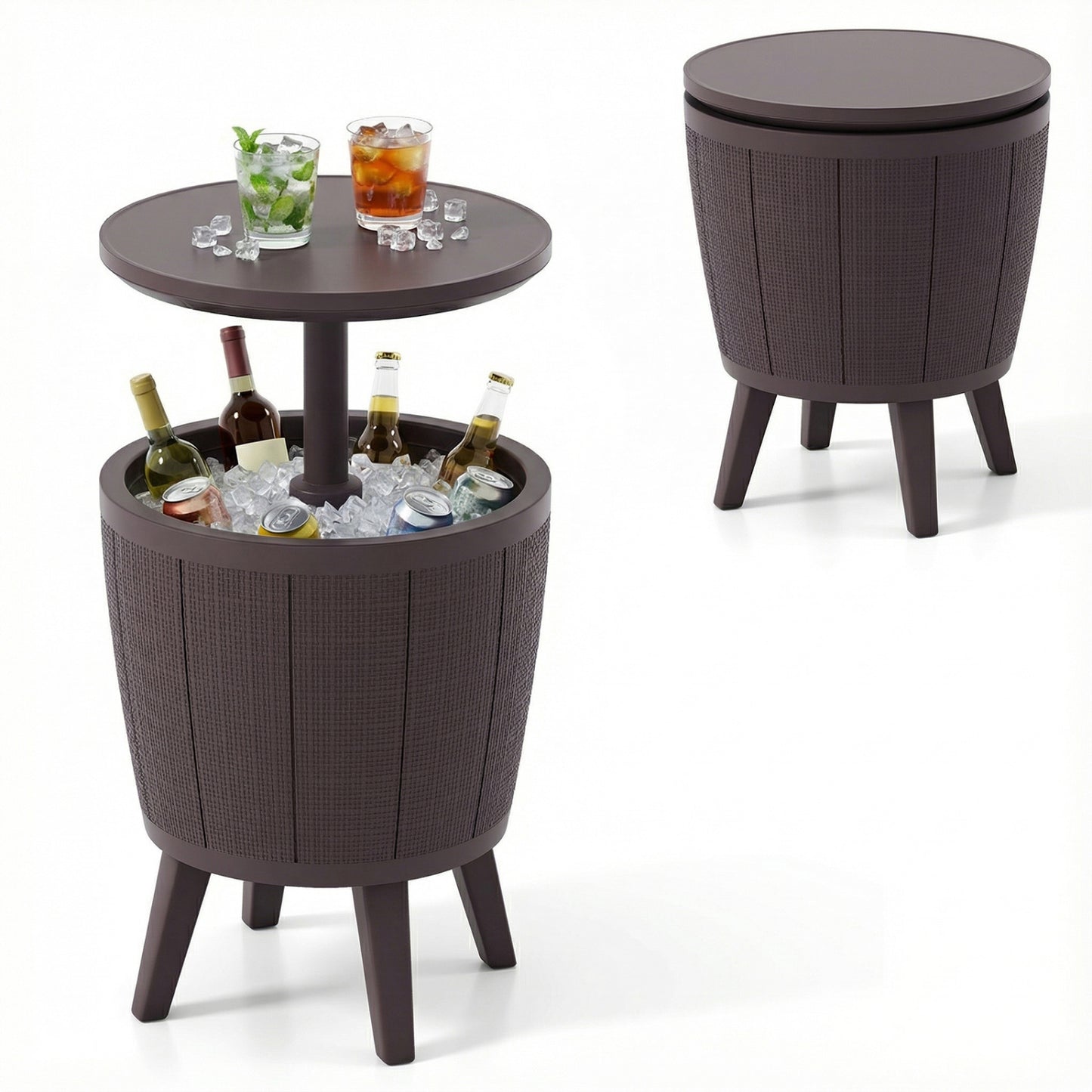 10 Gallon Beer and Wine Cooler with Lift-Top and Drainage Plug-Black
