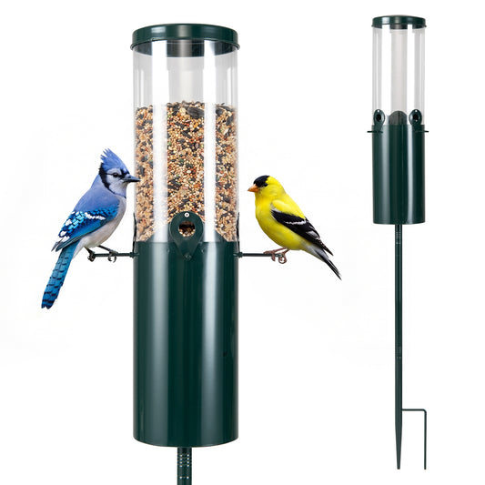 10 LBS Large Capacity Squirrel Proof Bird Feeder with Pole Mount and Baffle