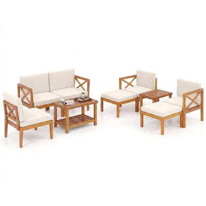 10-Piece Acacia Wood Outdoor Patio Furniture Set