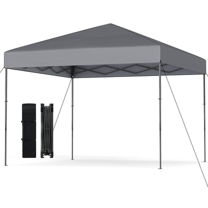 10 X 10 Feet Pop up Canopy Tent with Portable Carrying Bag and 8 Stakes-Blue