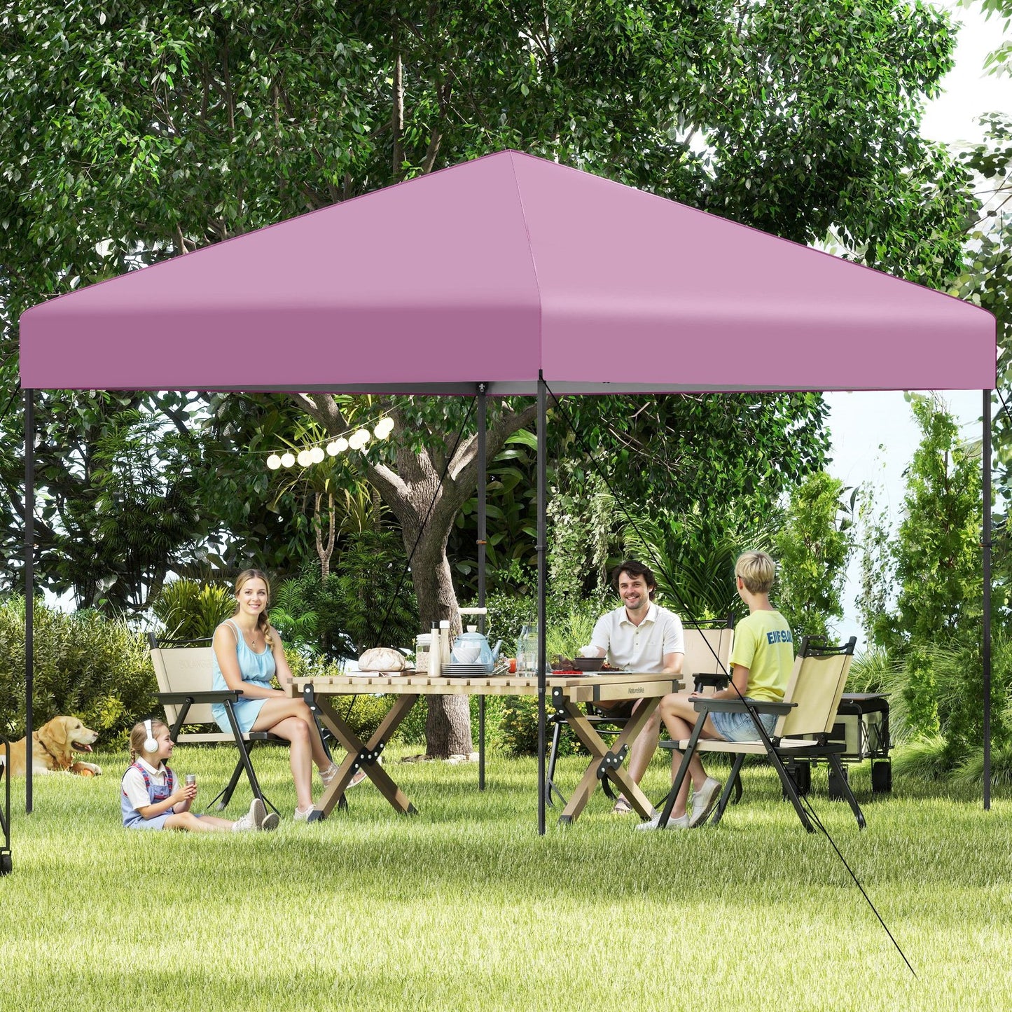 10 X 10 Feet Pop up Canopy Tent with Portable Carrying Bag and 8 Stakes-Blue