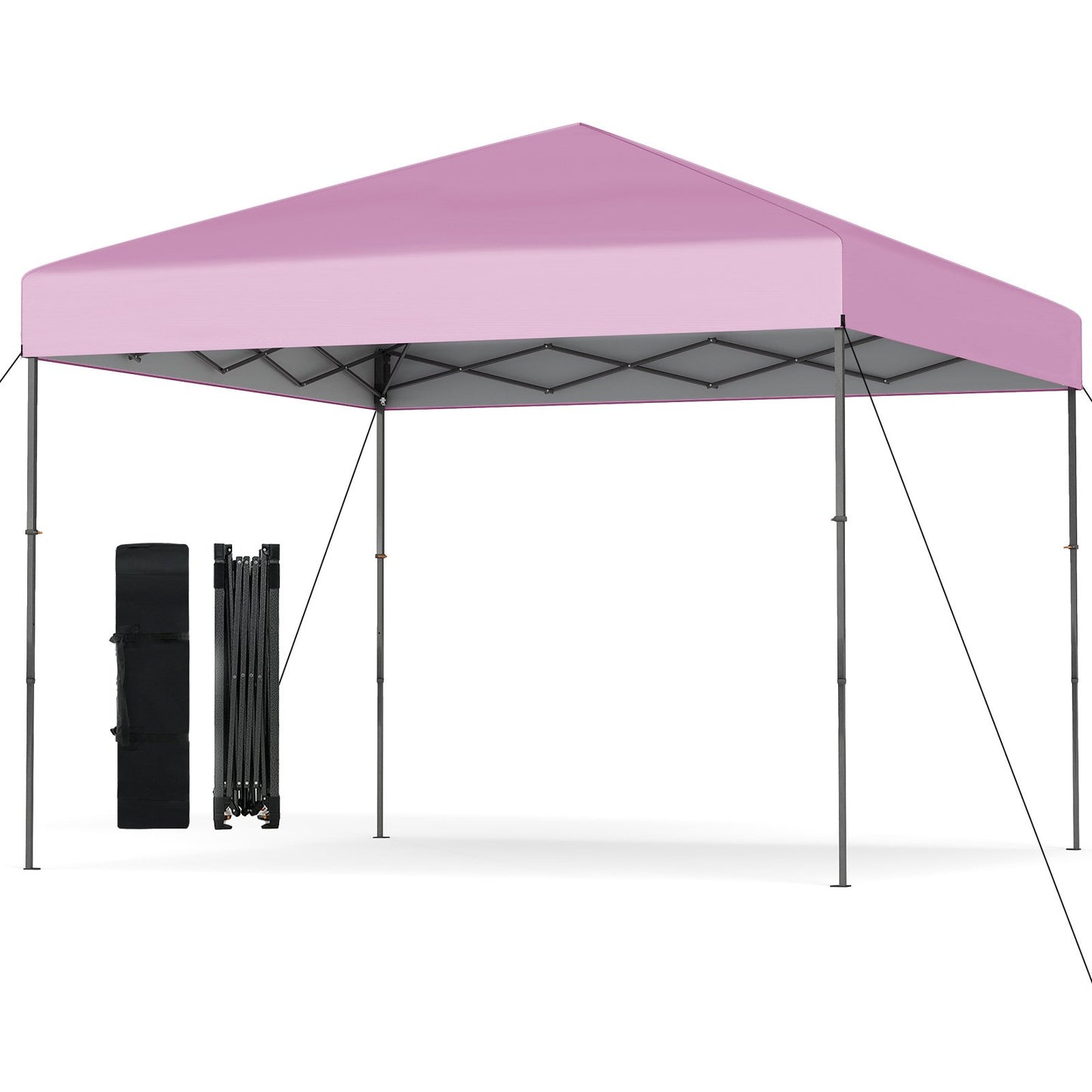10 X 10 Feet Pop up Canopy Tent with Portable Carrying Bag and 8 Stakes-Blue