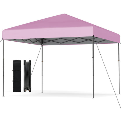 10 X 10 Feet Pop up Canopy Tent with Portable Carrying Bag and 8 Stakes-Blue