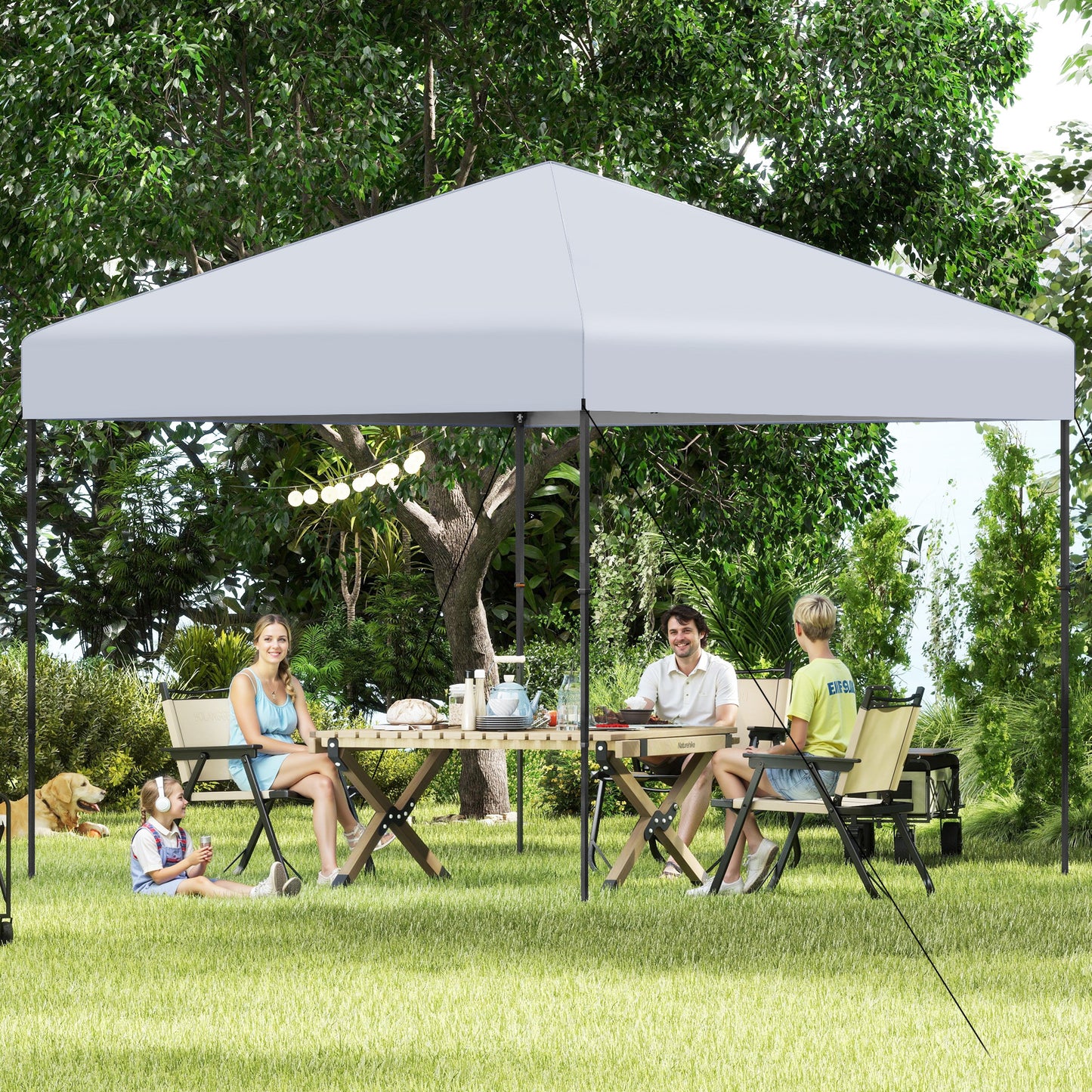 10 X 10 Feet Pop up Canopy Tent with Portable Carrying Bag and 8 Stakes-Blue