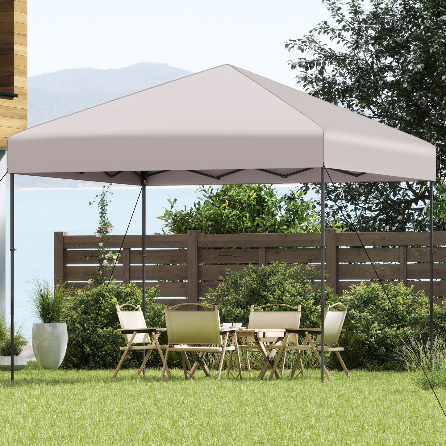 10 X 10 Feet Pop up Canopy Tent with Portable Carrying Bag and 8 Stakes-Blue