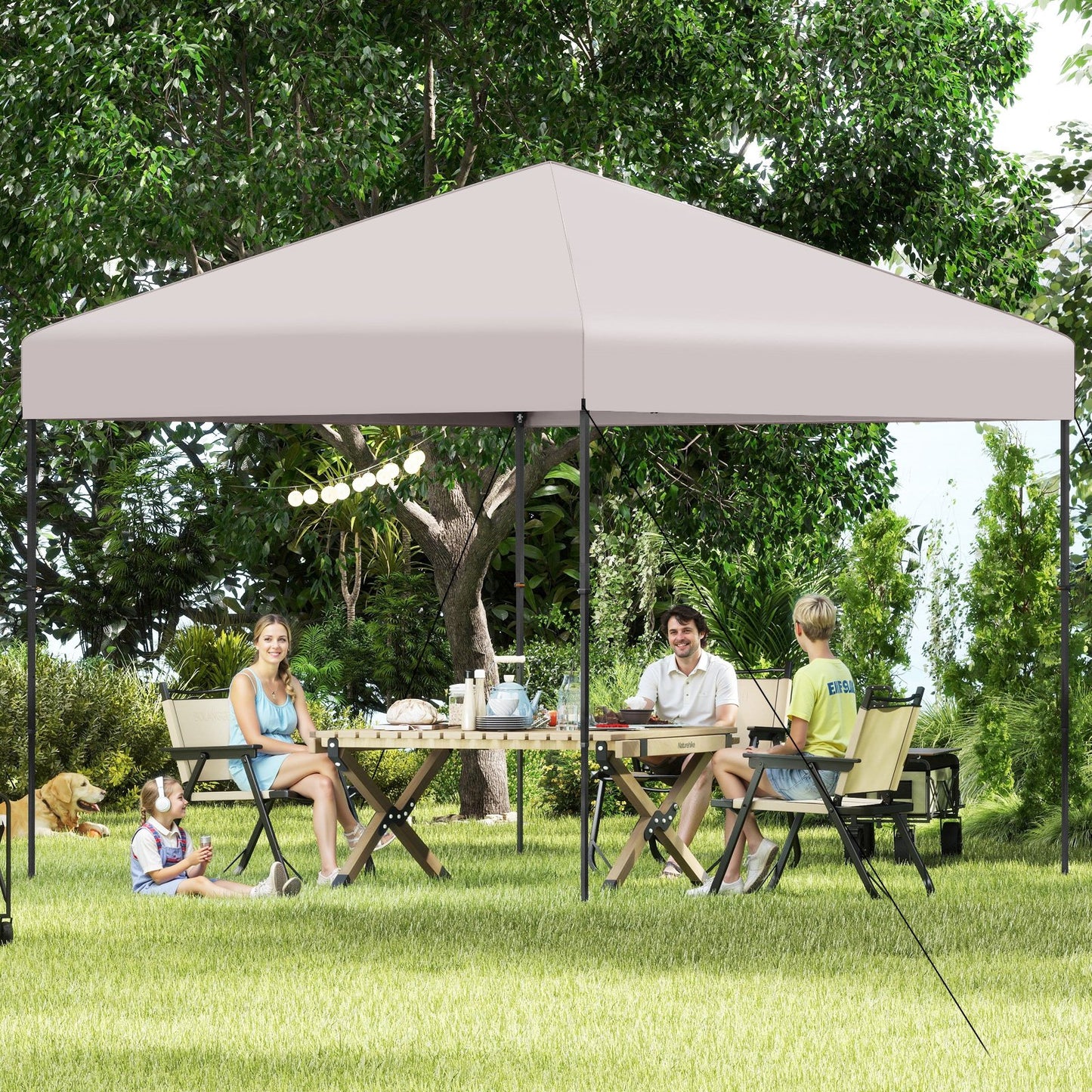 10 X 10 Feet Pop up Canopy Tent with Portable Carrying Bag and 8 Stakes-Blue