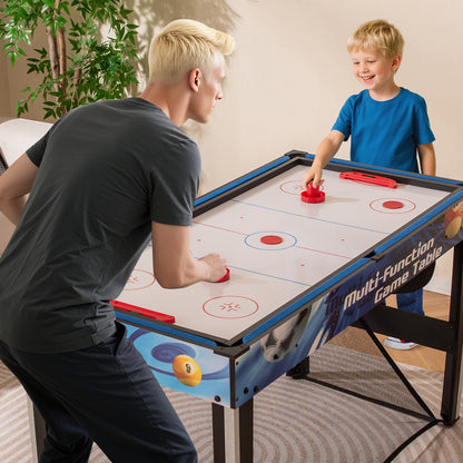 10-in-1 Combo Game Table Set with Table Tennis  Basketball  Soccer-Blue