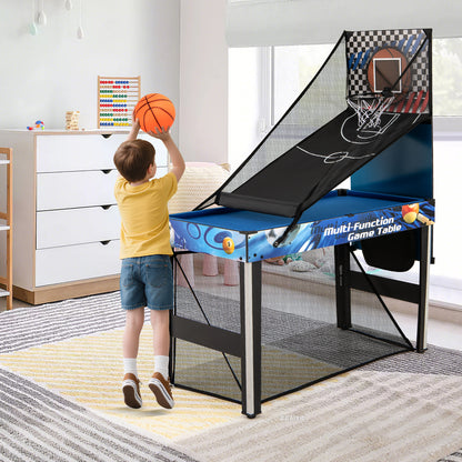 10-in-1 Combo Game Table Set with Table Tennis  Basketball  Soccer-Blue