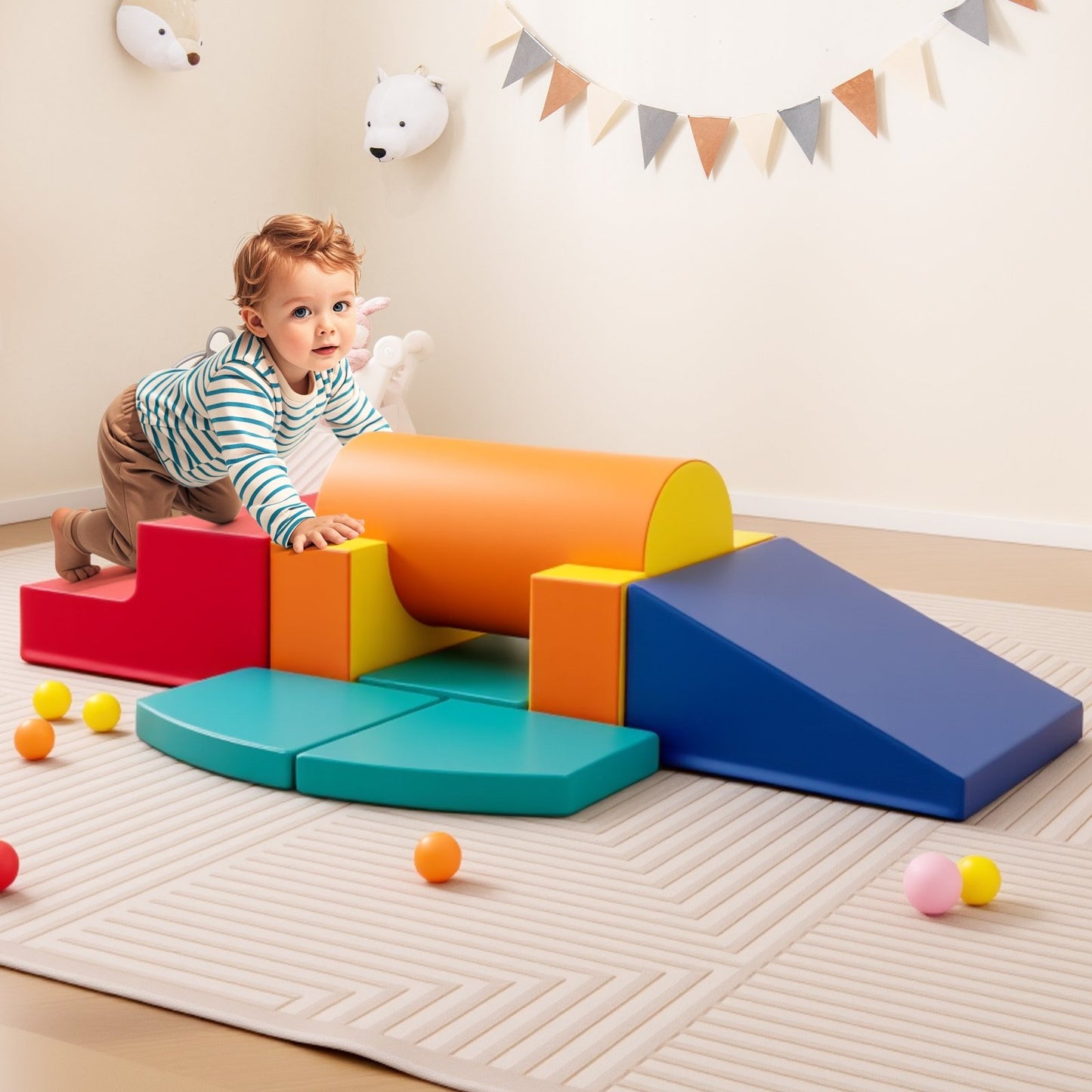 10-Piece Foam Climbing Toys for Toddlers-Multicolor