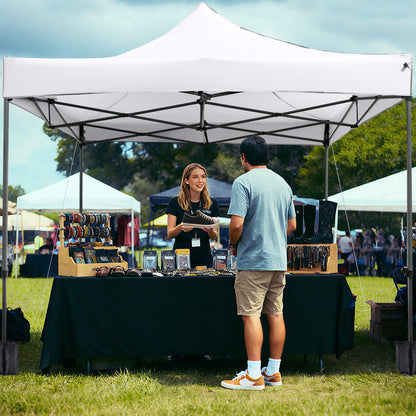 10 x 10 FT Outdoor Pop up Canopy Tent Easy Setup Gazebo Shelter with Wheeled Bag-Pink