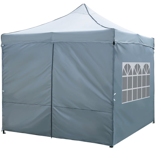 10 x 10 FT Pop up Canopy Tent with 4 Removable Sidewalls and Wheeled Bag-Gray