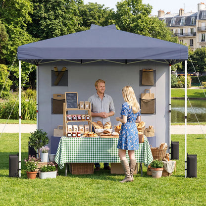 10 x 10 FT Pop up Canopy Tent with Sidewall 6 Pockets Instant Setup Commercial Gazebo-Blue