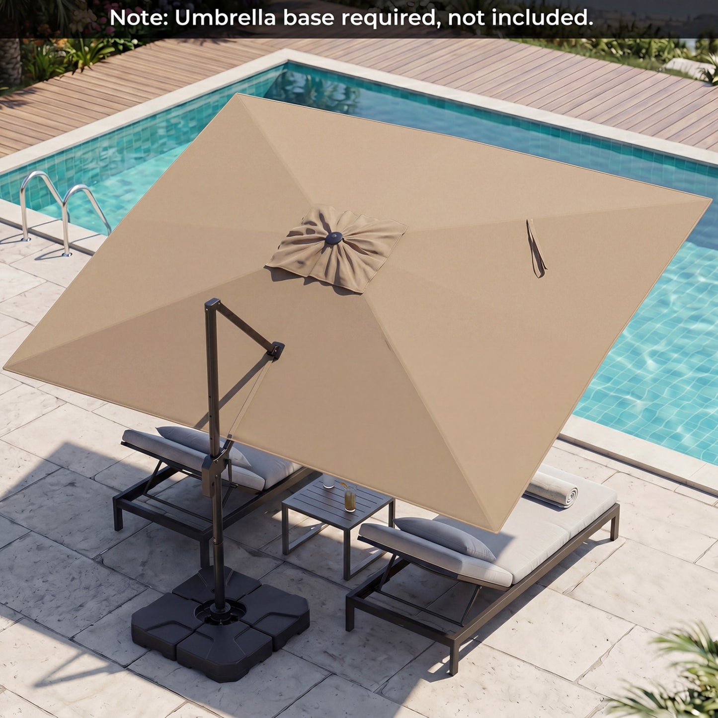 10 x 13 FT Cantilever Patio Umbrella with 360-Degree Rotation and 5 Tilt Positions-Beige
