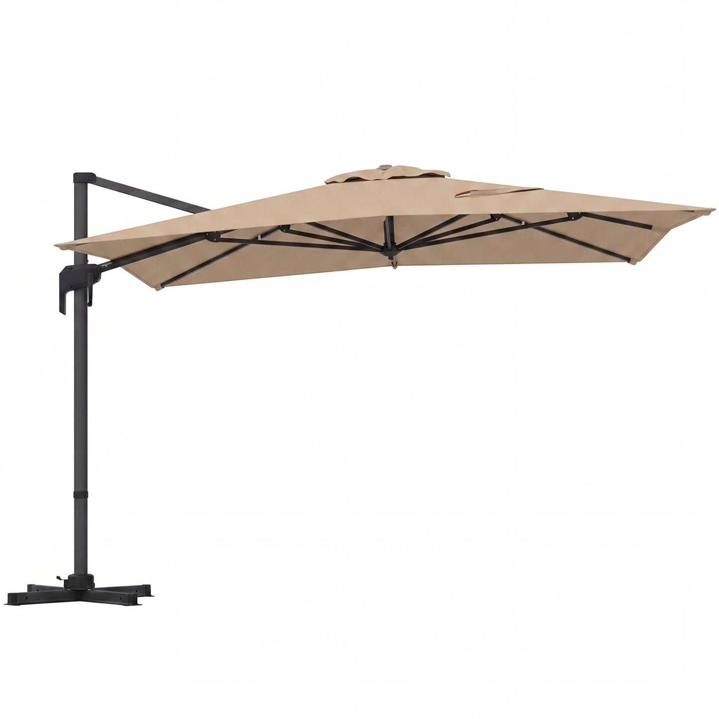 10 x 13 FT Cantilever Patio Umbrella with 360-Degree Rotation and 5 Tilt Positions-Beige