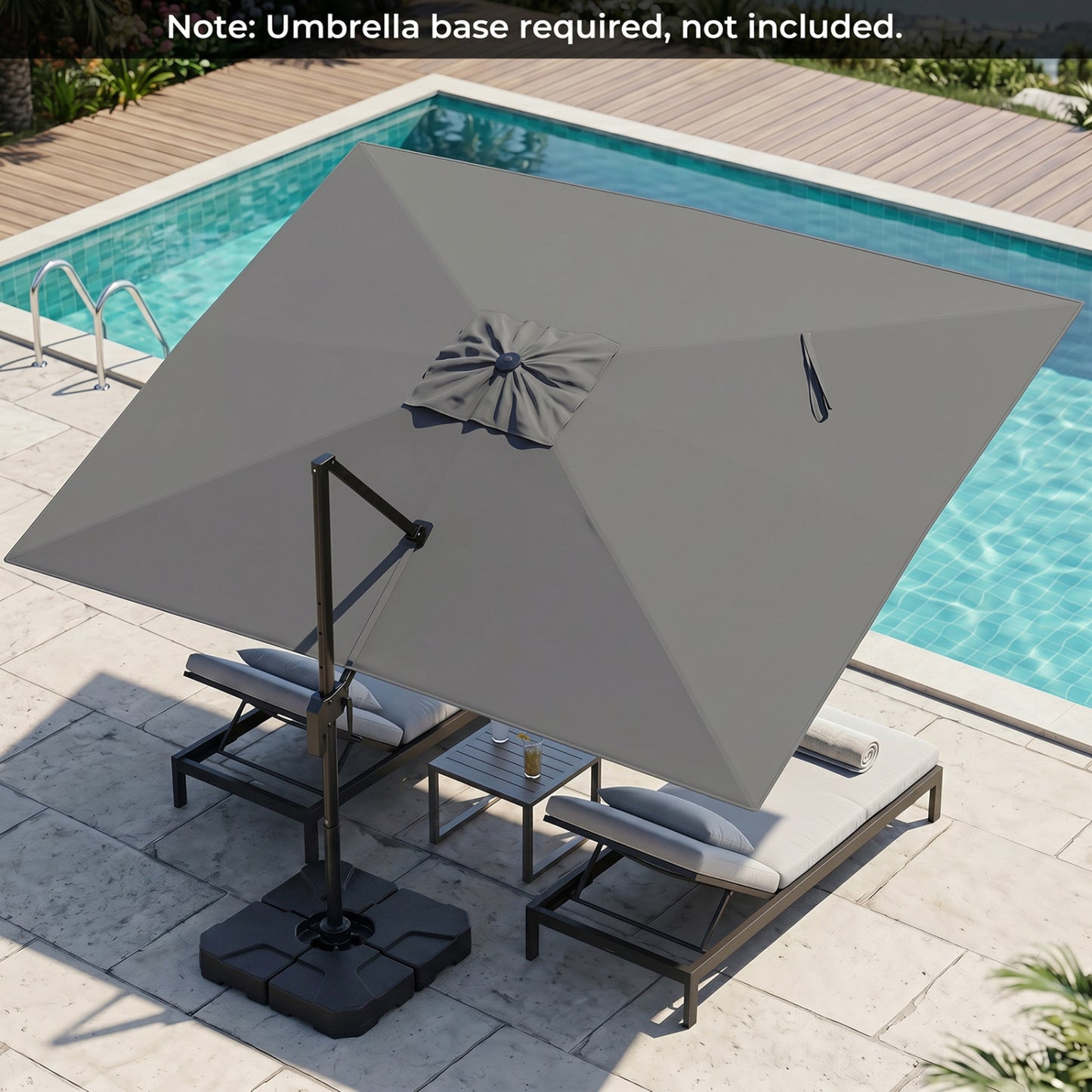 10 x 13 FT Cantilever Patio Umbrella with 360-Degree Rotation and 5 Tilt Positions-Beige