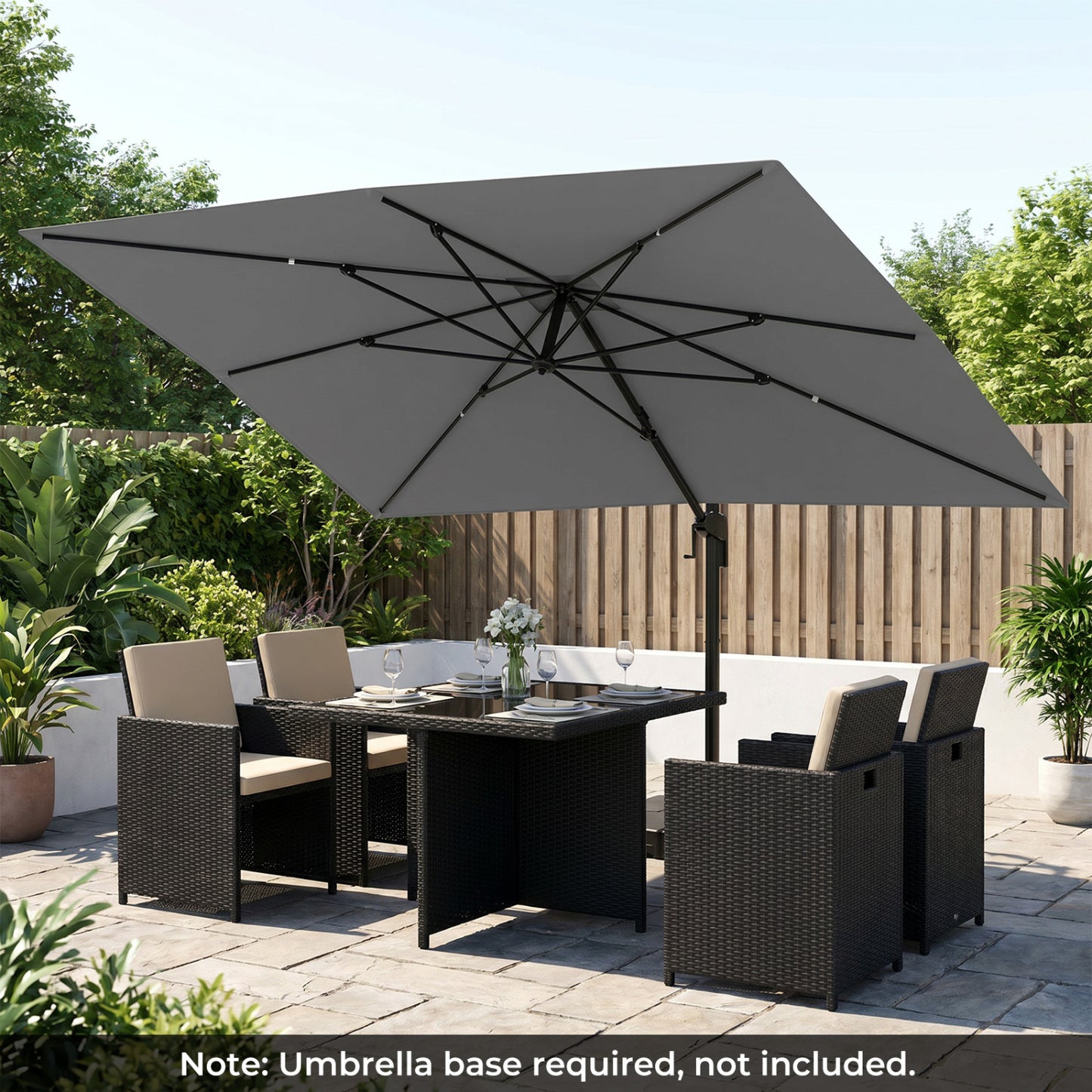 10 x 13 FT Cantilever Patio Umbrella with 360-Degree Rotation and 5 Tilt Positions-Beige