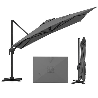 10 x 13 FT Cantilever Patio Umbrella with 360-Degree Rotation and 5 Tilt Positions-Beige