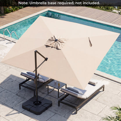 10 x 13 FT Cantilever Patio Umbrella with 360-Degree Rotation and 5 Tilt Positions-Beige