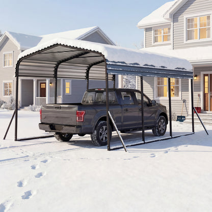 10 x 14.5 FT Heavy-Duty Carport Outdoor Galvanized Steel Garage Car Shelter with Leak-proof Roof-Black