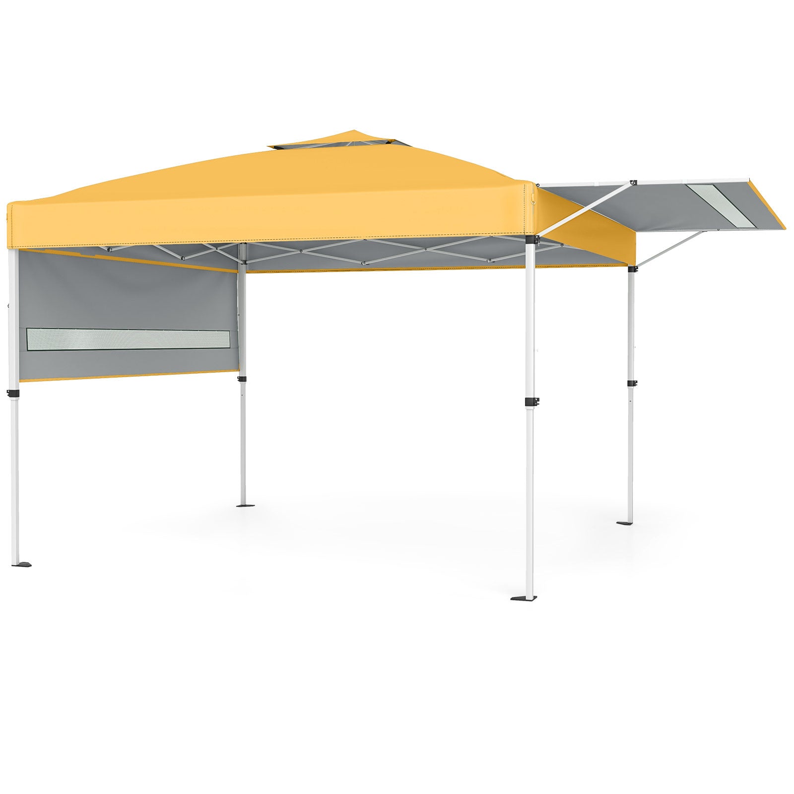 Blue 10x17 feet pop-up canopy tent with dual adjustable awnings for outdoor shade, from Wilsons Home Store.