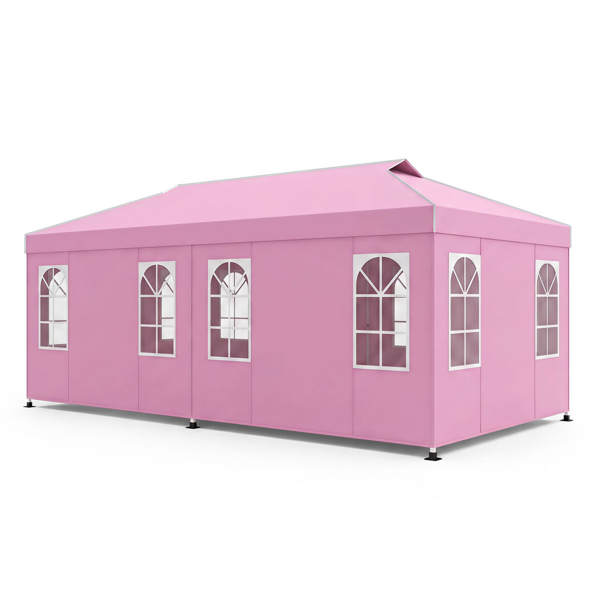 Black 10x20 ft pop-up canopy tent with six sidewalls and adjustable height, ideal for outdoor shade and events.