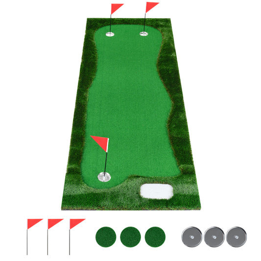 10 x 3.5ft golf putting green by Wilsons Home Store with 3 hole cups and flags for home, backyard, garage, or office.