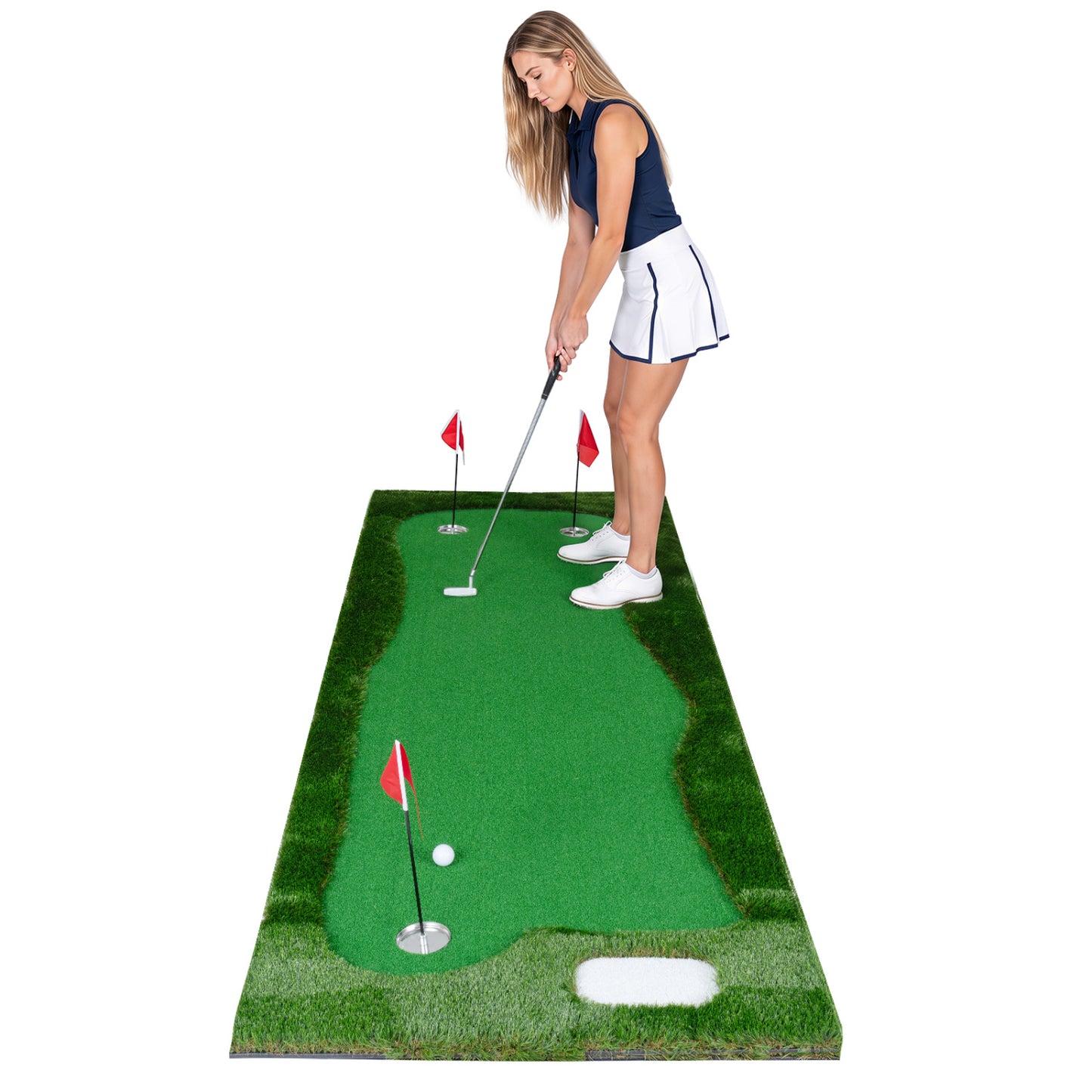 10 x 3.5ft Golf Putting Green with 3 Hole Cups and 3 Flags for Home Backyard Garage Office
