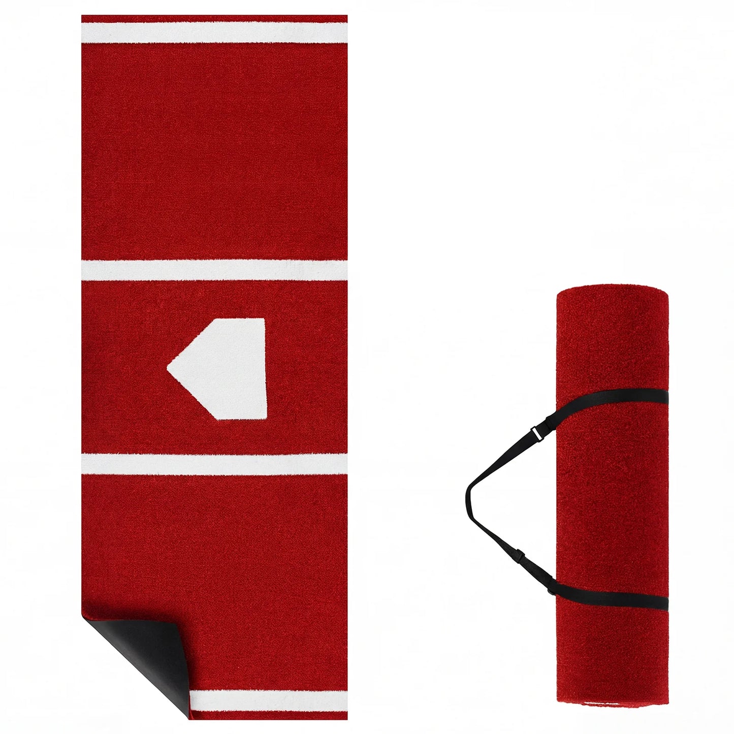 10 x 3.8 ft Baseball and Softball Hitting Mat with Home Plate-Green