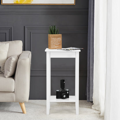 Set of 2 Versatile 2-Tier End Table with Storage Shelf-Black