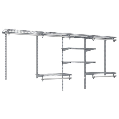 4-8 Feet Closet Organizers and Storage System with Hanging Rod for Laundry Bedroom-Grey