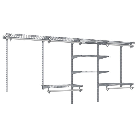 4-8 Feet Closet Organizers and Storage System with Hanging Rod for Laundry Bedroom-Grey