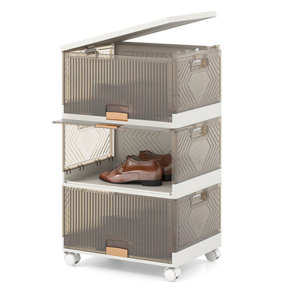 3/4/5/6-Cube Stackable Storage Bins with Detachable Wheels-3 Cube