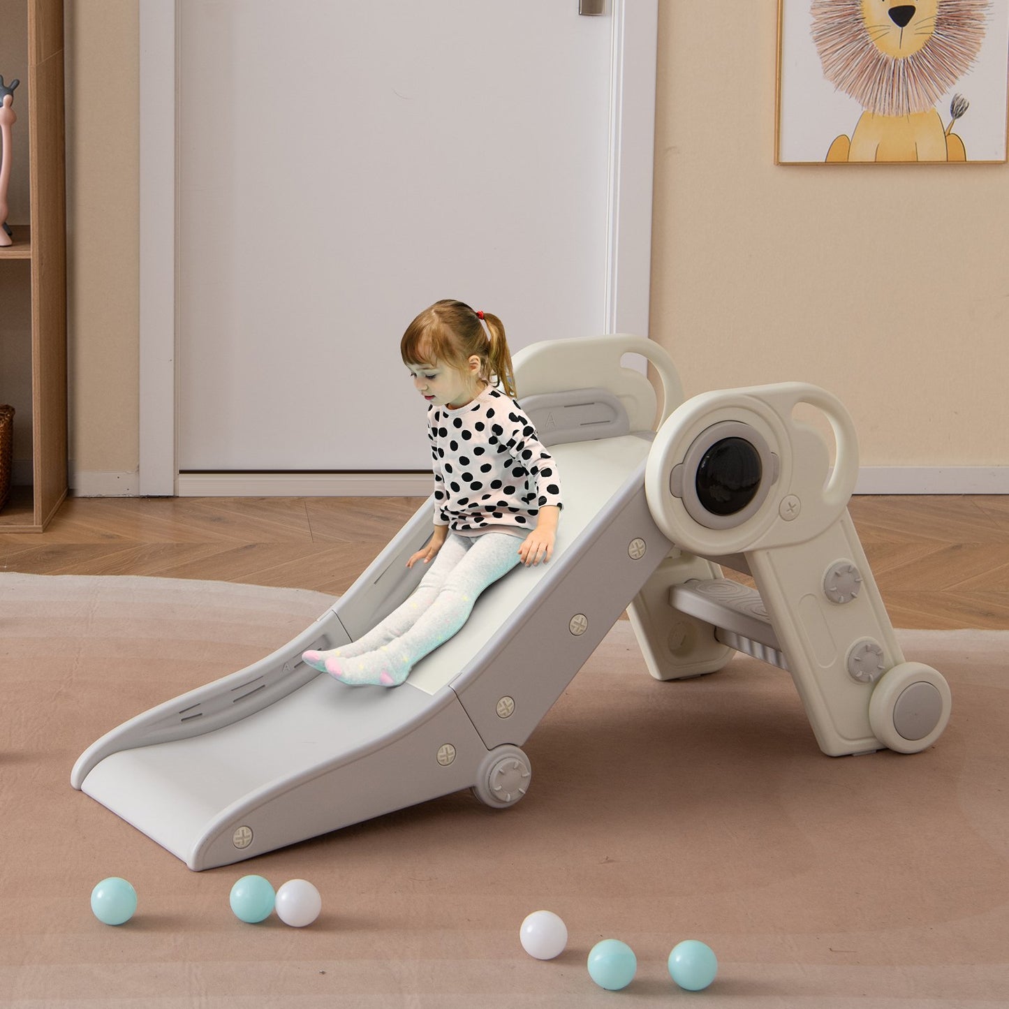 2 in 1 Baby Slide with Climber for Toddlers Age 18+ Months-Blue