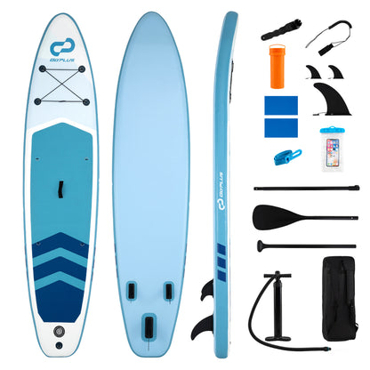 11' Wide Inflatable Stand Up Paddle Board with Backpack for All Skill Levels-Blue