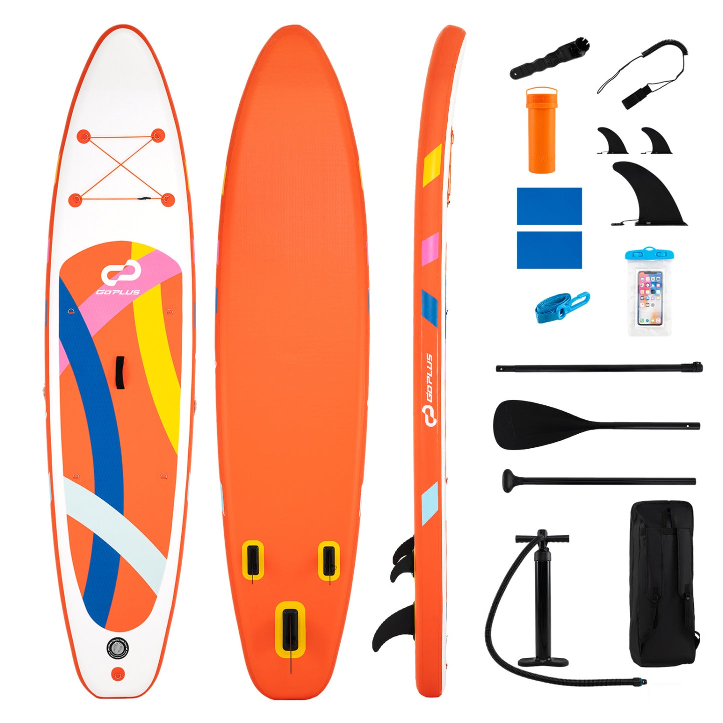 11' Wide Inflatable Stand Up Paddle Board with Backpack for All Skill Levels-Blue