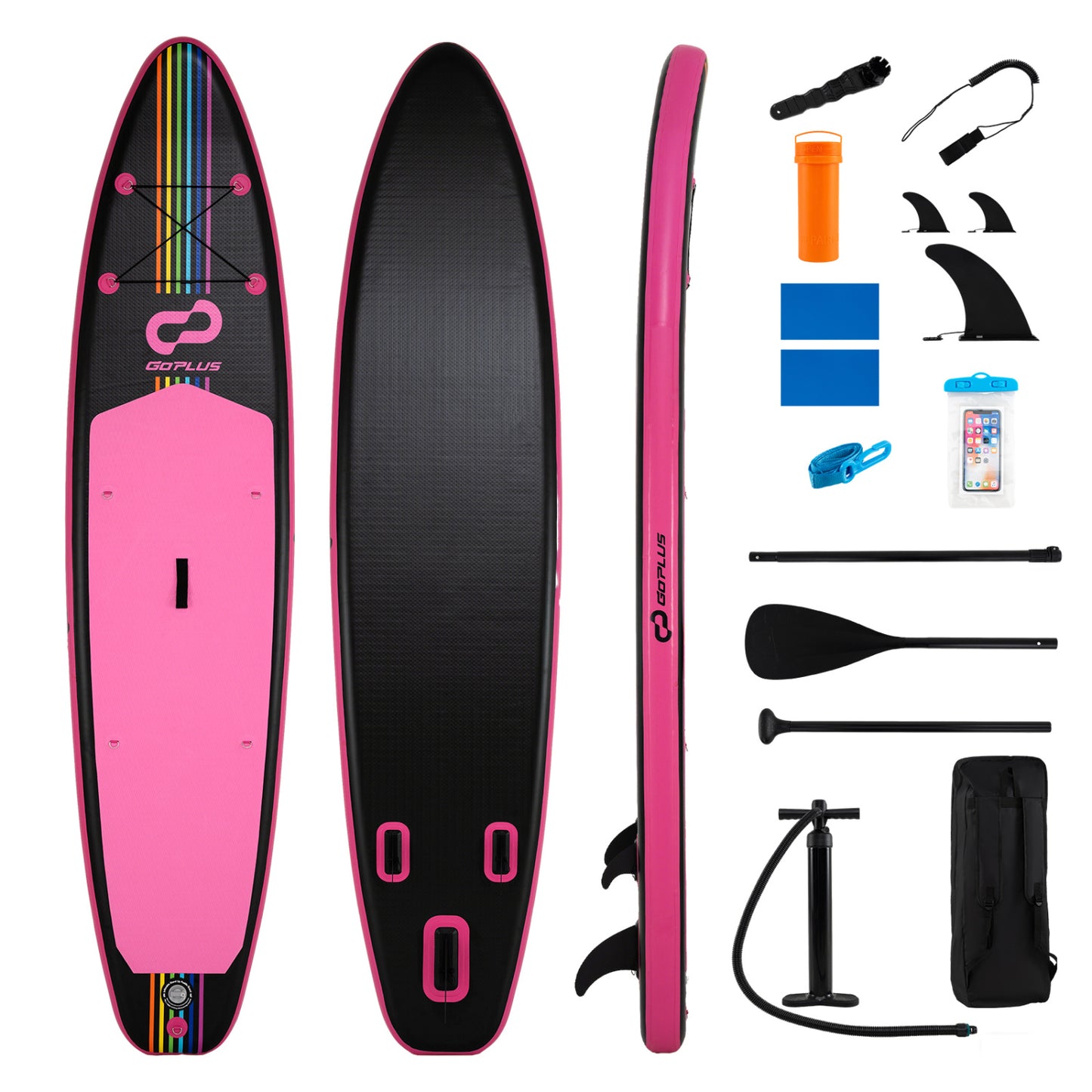 11' Wide Inflatable Stand Up Paddle Board with Backpack for All Skill Levels-Blue