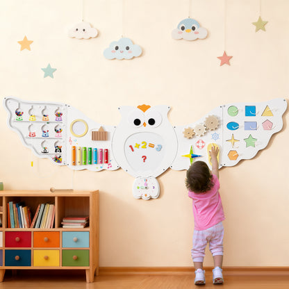 11-in-1 Toddler Learning Activity Center Owl Activity Wall Busy Board Panels for 3+ Years Old