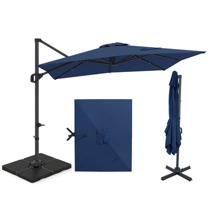 Beige 11 x 9 ft aluminum outdoor umbrella with offset hanging design and 220 lbs base for patio shade by Wilsons Home Store