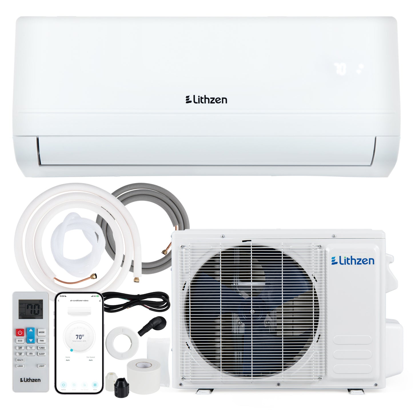 Lithzen 12000 BTU 208-230V 17 SEER2 Mini Split Air Conditioner and Heater WiFi Enabled