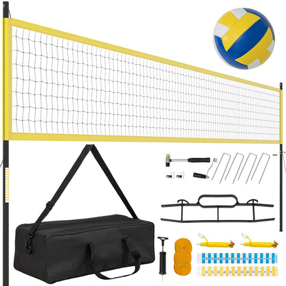 Portable Outdoor Volleyball Net Set Heavy-Duty Volleyball Net System-Green