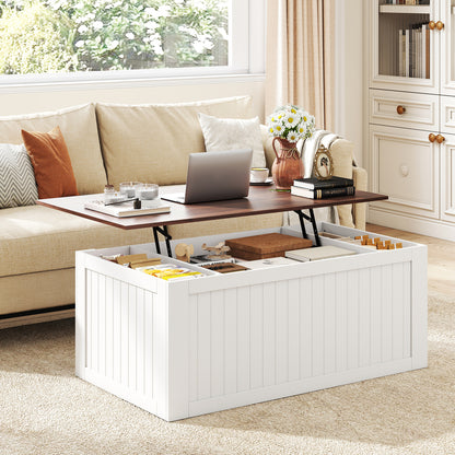 120 cm Lift Top Coffee Table with Barn Sliding Doors Cabinets Hidden and Open Compartments-Black