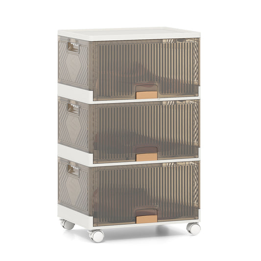 Stackable storage cube bin with detachable wheels, ideal for entryway shoe organization, by Direct by Wilsons Home Store.