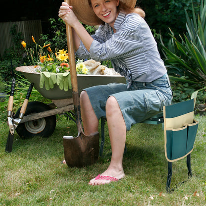 Garden Kneeler and Seat Folding Sturdy Gardening Stool-Black