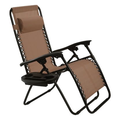 2 Pieces Folding Lounge Chair with Zero Gravity - Beige