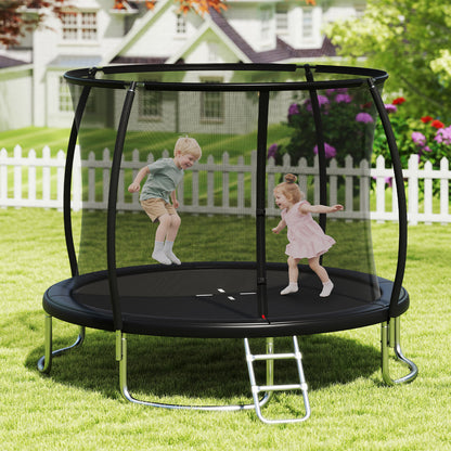 12FT Outdoor Trampoline Heavy-Duty Recreational Trampoline with Safety Enclosure Net-Black