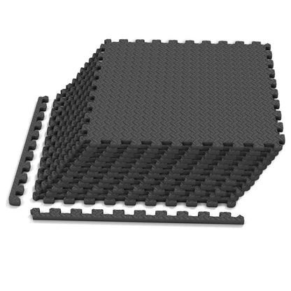 Black 12 tiles 1/2-inch puzzle exercise floor mats for yoga and fitness, by Direct by Wilsons Home Store.