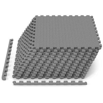 Black 12-tile 1/2-inch puzzle exercise floor mats by Wilsons Home Store, ideal for yoga and fitness activities.
