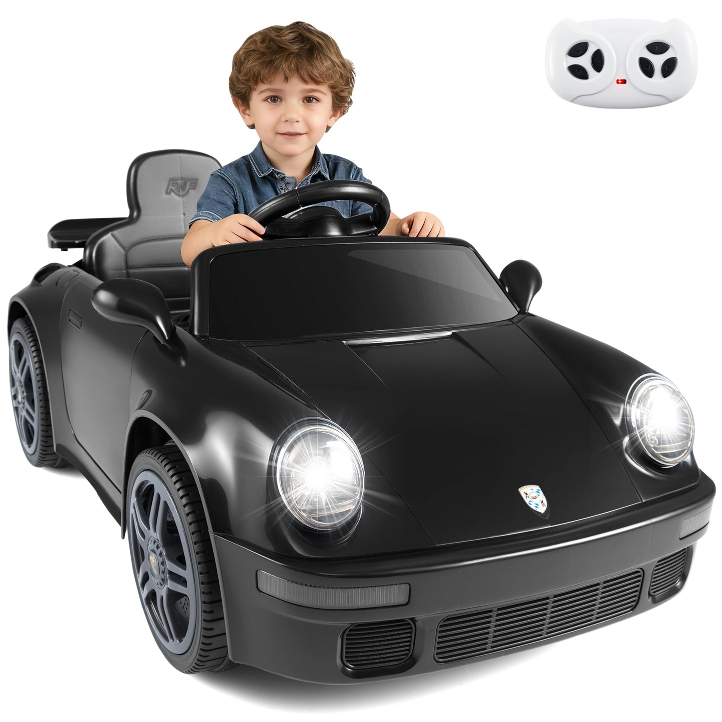 12V Electric Ride On Car Licensed RUF CTR with Remote Control and Music-Black