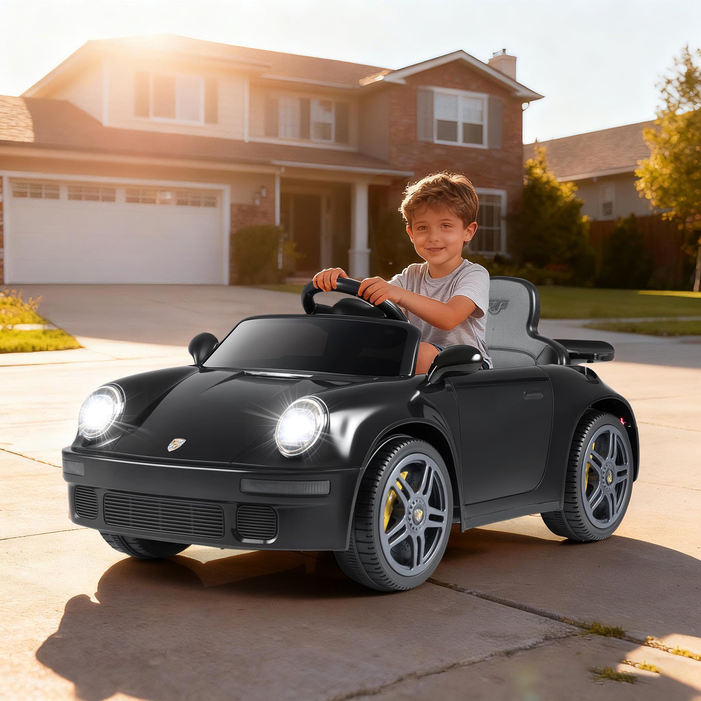 12V Electric Ride On Car Licensed RUF CTR with Remote Control and Music-Black